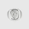 Gucci Crest Signet Ring In Silver
