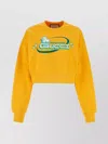 Gucci Crew Neck Cropped Sweatshirt With Graphic Print In Yellow