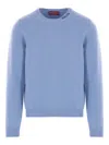 Gucci Felted Wool Knit Sweater With Intarsia In Blue