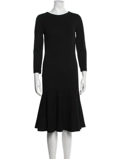 Pre-owned Gucci Crew Neck Midi Length Dress In Black