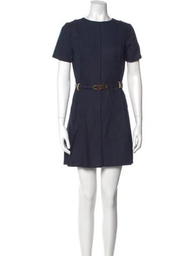 Pre-owned Gucci Crew Neck Mini Dress In Blue