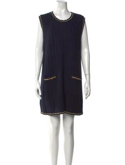 Pre-owned Gucci Crew Neck Mini Dress In Blue