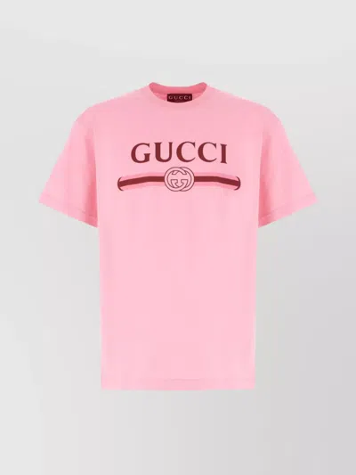 Gucci Crew Neck Short Sleeves Straight Hem T-shirt In Pink
