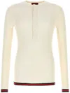 Gucci Web Stripe Ribbed-knit Silk Sweater In Nude