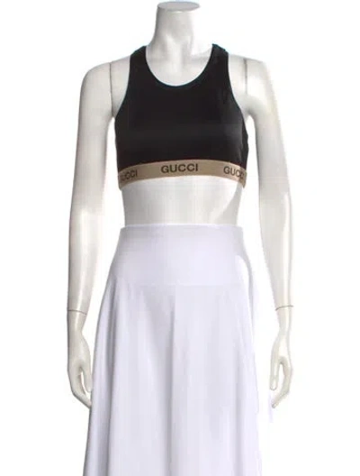 Pre-owned Gucci Crew Neck Sleeveless Sports Bra In Black