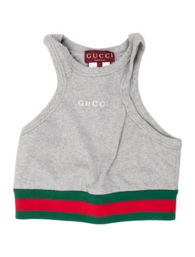 Pre-owned Gucci Crew Neck Sleeveless Sports Bra In Gray