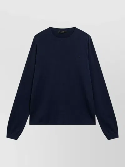 Gucci Crew Neck Sweater Long Sleeves Ribbed Trims In Blue