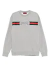 Gucci Men Grey Crewneck Sweatshirt With Logo Detail On The Front In Cotton Man In Gray