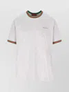 Gucci Crew Neck T-shirt Featuring Web Ribbon In Gray