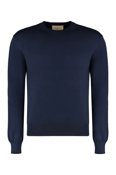 Gucci Crew-neck Wool Sweater In Blue