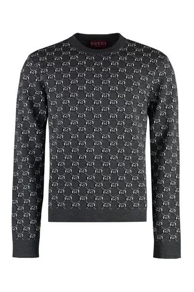 Gucci Crew-neck Wool Sweater In Black