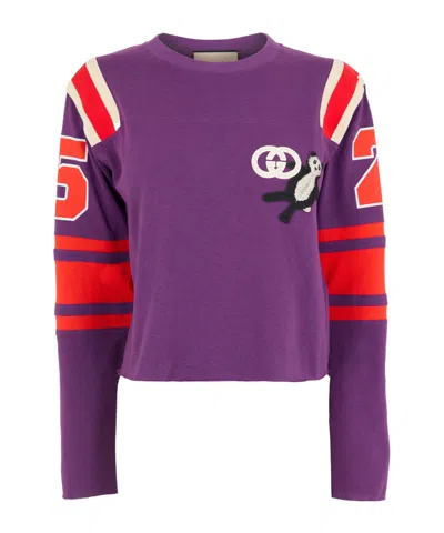 Gucci Crewneck Cropped Sweatshirt In Purple