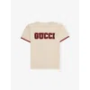 Gucci White/mix Crewneck Embroidered-logo Cotton-jersey T-shirt 4- In Neutral
