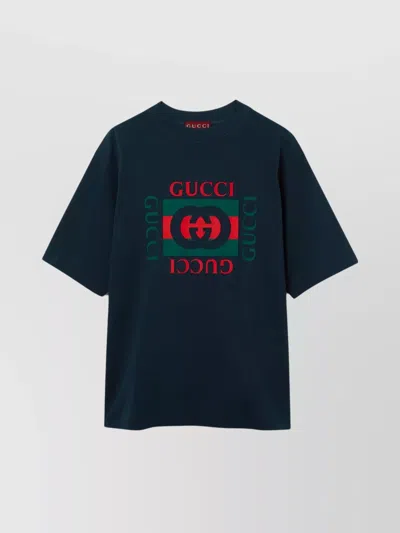 Gucci Interlocking G-print Cotton T-shirt In Blue