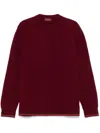 Gucci Red Crewneck Sweater With Web Detail In Ribbed Wool Blend Man In Red