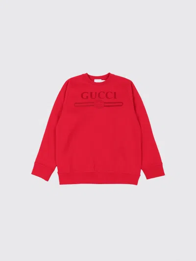 Gucci Kids'  Crewneck Sweatshirt In Cotton With Logo In Red