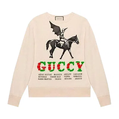 Pre-owned Gucci Crewneck Sweatshirt 'natural/multicolor' In White