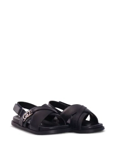 Gucci Kids' Criss Cross Leather Sandal In Black