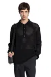 Gucci Crochet Polo Shirt With Collar And Mesh Texture In Black