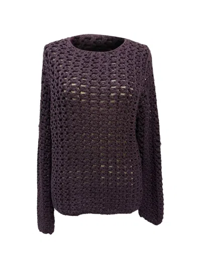 Pre-owned Gucci Crochet Knitted Sweater In Purple