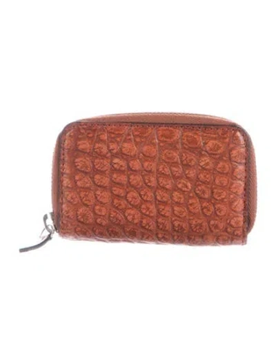 Pre-owned Gucci Crocodile Animal Print Wallet In Brown