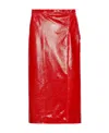 Gucci Leather Flared Skirt With Reptile Print In Red