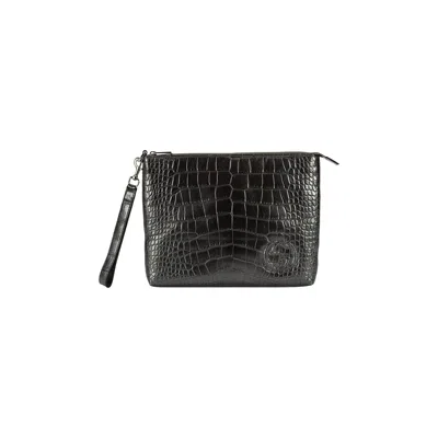 Pre-owned Gucci Crocodile Millenium Small Envelope Pouch 'military' | Black | Women's Size Onesize