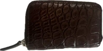 Pre-owned Gucci Crocodile Zip Wallet Brand Anew $2300 In Brown