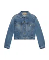 Gucci Cropped Denim Jacket In Blue