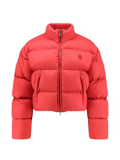 Gucci Crop Fit Down Jacket With Iconic Crest In Red