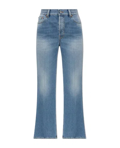 Gucci Cropped Flared Denim Jeans In Purple