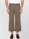 Gucci Cropped Gabardine Trousers With Cuffed Hem In Brown