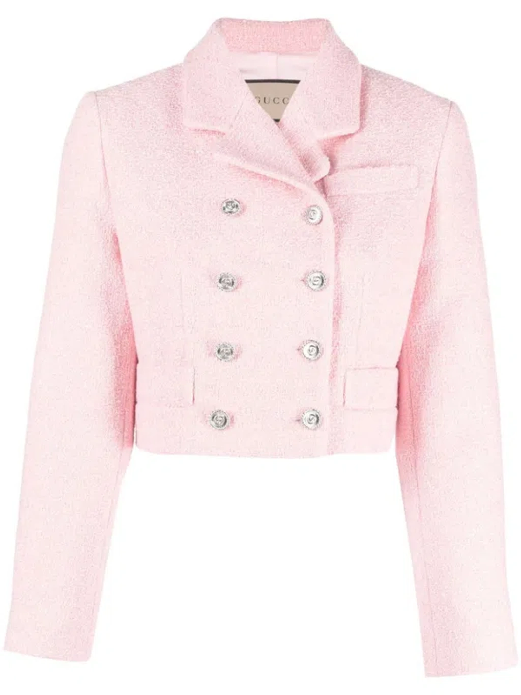 Gucci Cotton Blend Tweed Jacket In Pink | ModeSens