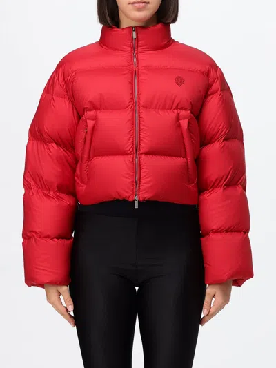 Gucci Cropped Polyester Puffer Jacket With High Neck And Zip Closure In Red