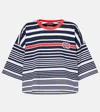 Gucci Cropped Striped Cotton T-shirt In Blue