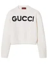 Gucci White Cropped Crewneck Sweatshirt With Logo Print In Cotton Woman In Neutrals