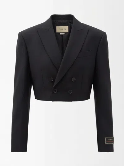 Gucci Cropped Wool Blazer In Black
