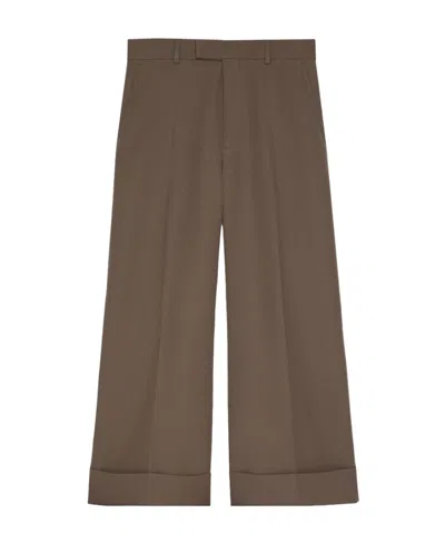 GUCCI GUCCI WIDE LEG GABARDINE TROUSERS