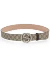 Gucci Cross Buckle Belt "gg" In Brown