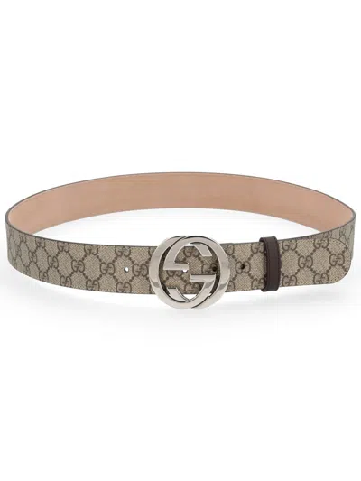 Gucci Cross Buckle Belt "gg" In Gray