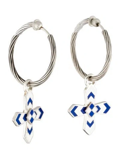 Pre-owned Gucci Cross Motif Hoop Earrings In Multi