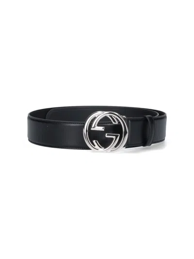 Gucci Crossed Belt "gg" In Black  