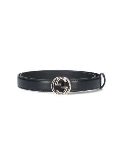 Gucci Crossed Belt "gg" In Black