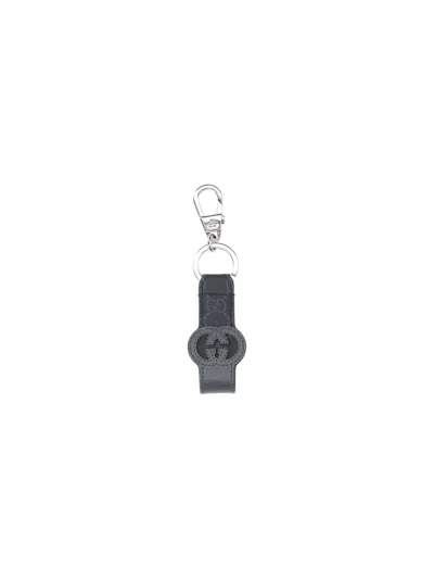 Gucci "crossing" Cut-out Keyring In Gray
