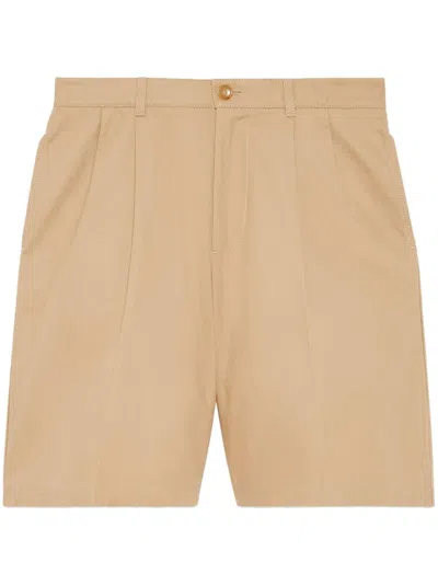 Gucci Cruise Cotton Shorts In Neutral