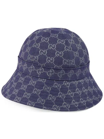 Gucci Cruise Gg Supreme Cotton Bucket Hat In Blue