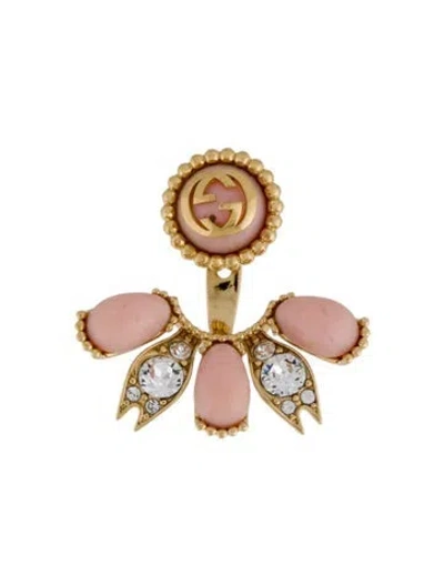 Pre-owned Gucci Crystal & Enamel Stud W/ Jacket Single Earring