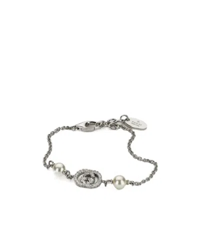 Gucci Crystal And Pearl Bracelet In Metallic