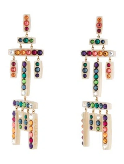 Pre-owned Gucci Crystal & Resin Geometric Chandelier Earrings