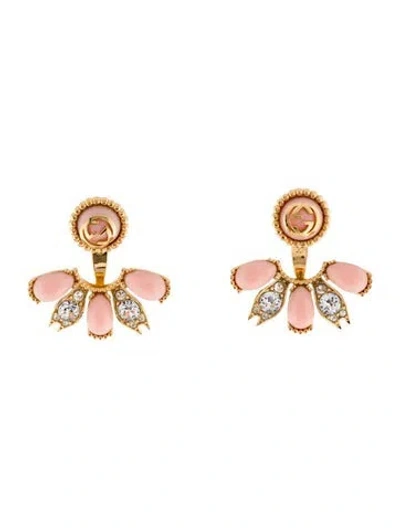 Pre-owned Gucci Crystal & Resin Interlocking G Stud Drop Earrings